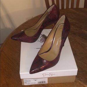 Jessica Simpson Red Snake Print Heels